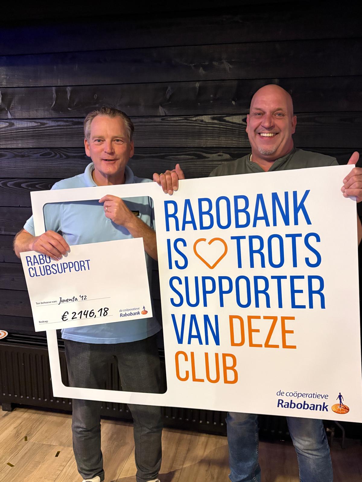 Prachtig bedrag voor Juventa ’12 dankzij Rabo ClubSupport!